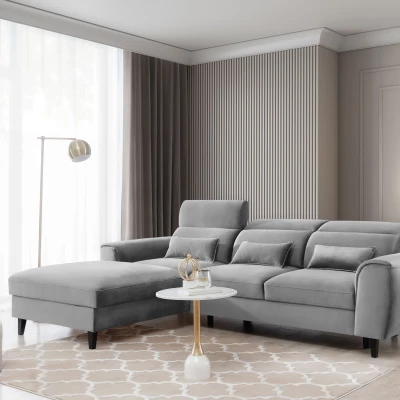 Elegantes Ecksofa SUNNIVA – grau, linke Ecke