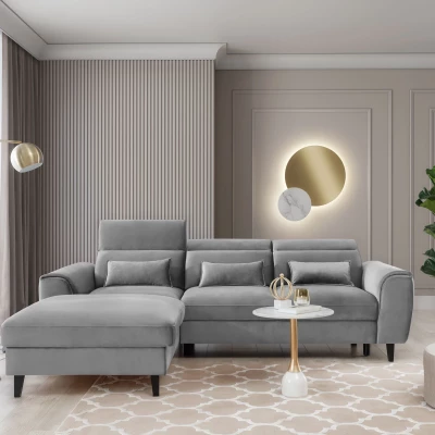 Elegantes Ecksofa SUNNIVA – grau, linke Ecke