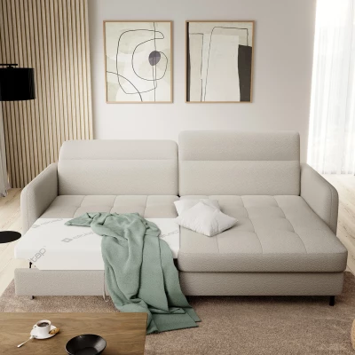 Elegantes Schlafsofa ZULEYKA – cremefarben, rechte Ecke