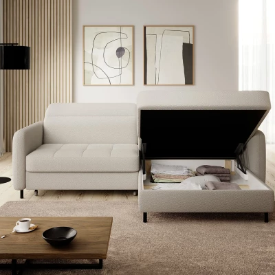 Elegantes Schlafsofa ZULEYKA – cremefarben, rechte Ecke