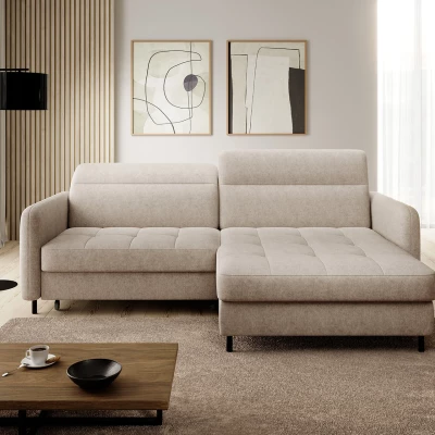 Elegantes Schlafsofa ZULEYKA – hellbeige, rechte Ecke