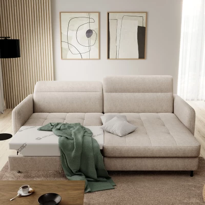 Elegantes Schlafsofa ZULEYKA – hellbeige, rechte Ecke
