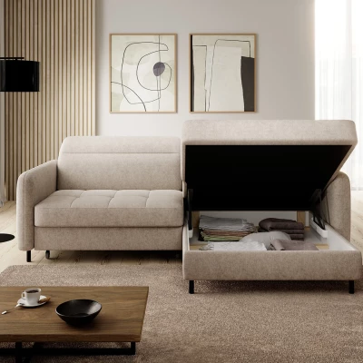 Elegantes Schlafsofa ZULEYKA – hellbeige, rechte Ecke