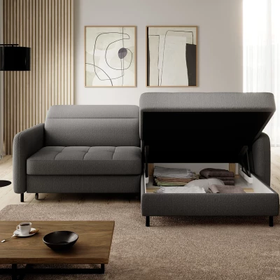 Elegantes Schlafsofa ZULEYKA – Graphit, rechte Ecke
