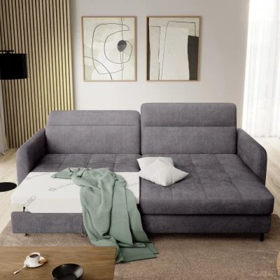 Elegantes Schlafsofa ZULEYKA – dunkelgrau, rechte Ecke
