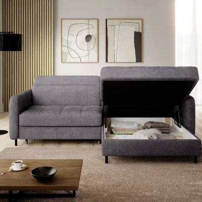 Elegantes Schlafsofa ZULEYKA – dunkelgrau, rechte Ecke
