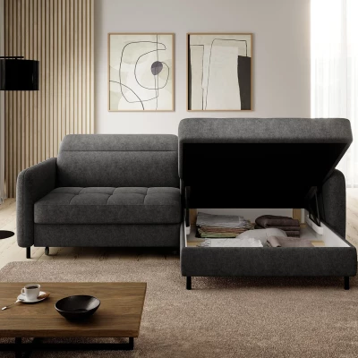 Elegantes Schlafsofa ZULEYKA – schwarz, rechte Ecke