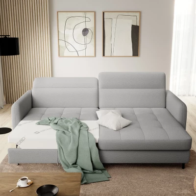Elegantes Schlafsofa ZULEYKA – hellgrau, rechte Ecke