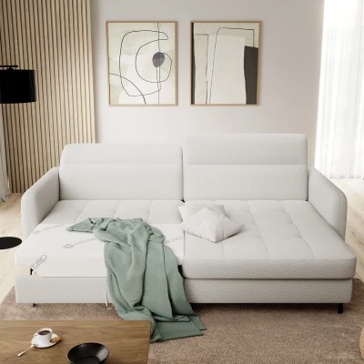 Elegantes Schlafsofa ZULEYKA – weiß, rechte Ecke