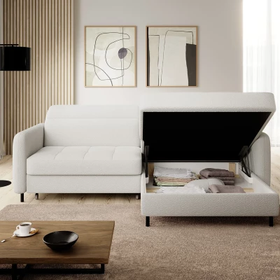 Elegantes Schlafsofa ZULEYKA – weiß, rechte Ecke