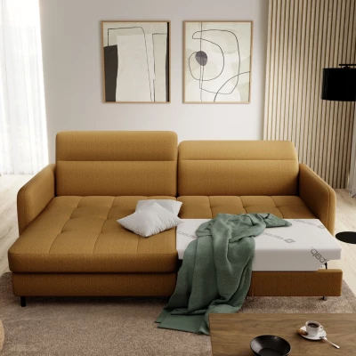 Elegantes Schlafsofa ZULEYKA – Senfgelb, linke Ecke