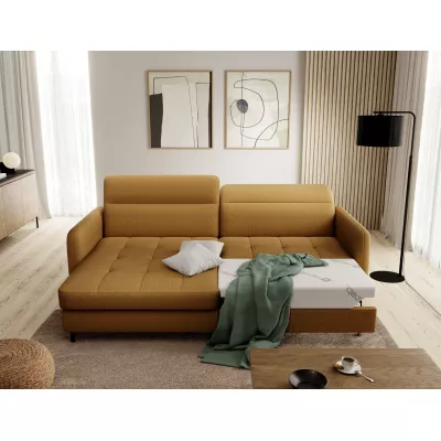Elegantes Schlafsofa ZULEYKA – Senfgelb, linke Ecke