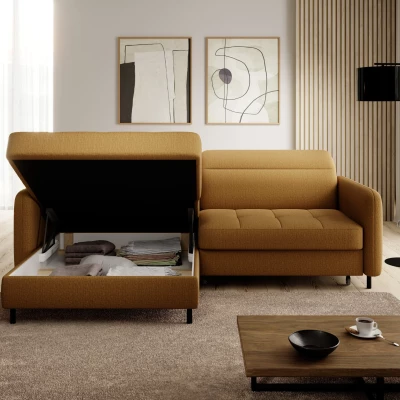 Elegantes Schlafsofa ZULEYKA – Senfgelb, linke Ecke