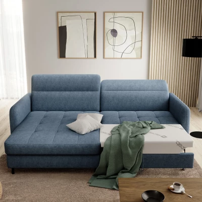 Elegantes Schlafsofa ZULEYKA – blau, linke Ecke