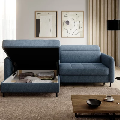 Elegantes Schlafsofa ZULEYKA – blau, linke Ecke
