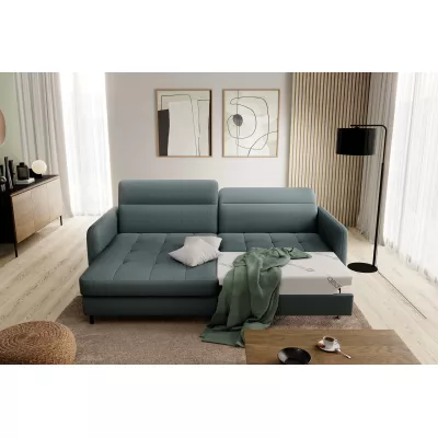 Elegantes Schlafsofa ZULEYKA – Petrol, linke Ecke