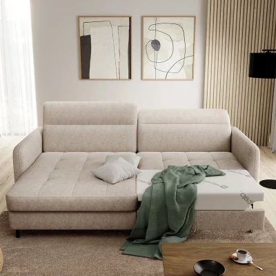 Elegantes Schlafsofa ZULEYKA – hellbeige, linke Ecke