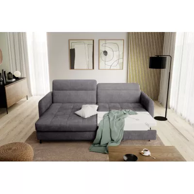 Elegantes Schlafsofa ZULEYKA – dunkelgrau, linke Ecke