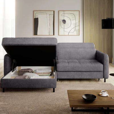 Elegantes Schlafsofa ZULEYKA – dunkelgrau, linke Ecke