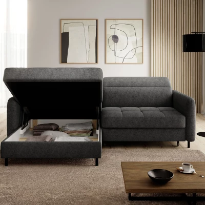 Elegantes Schlafsofa ZULEYKA – schwarz, linke Ecke