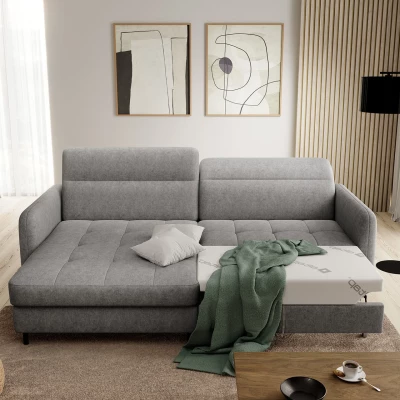 Elegantes Schlafsofa ZULEYKA – hellgrau, linke Ecke