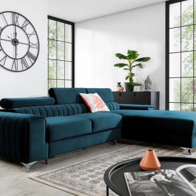 Sofagarnitur mit Stauraum SORINA – blau, rechte Ecke