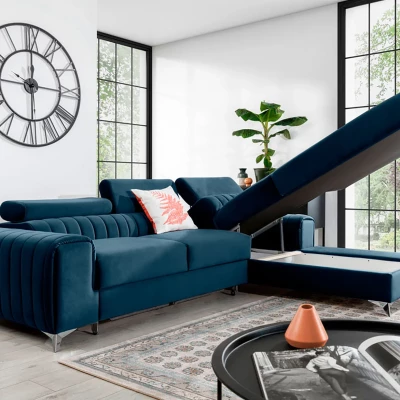 Sofagarnitur mit Stauraum SORINA – blau, rechte Ecke