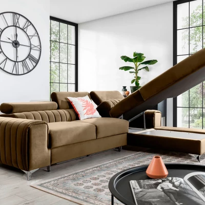Sofagarnitur mit Stauraum SORINA – dunkelbeige, rechte Ecke