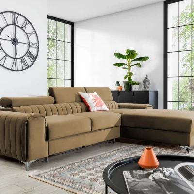 Sofagarnitur mit Stauraum SORINA – dunkelbeige, rechte Ecke