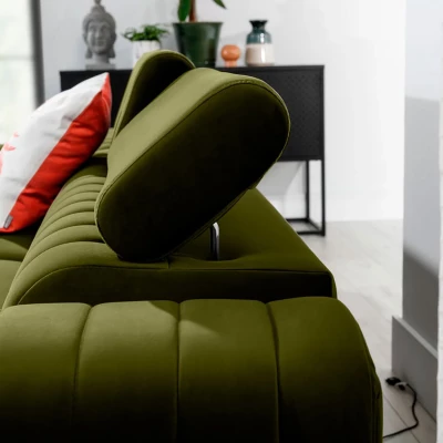 Sofagarnitur mit Stauraum SORINA – Khaki, linke Ecke
