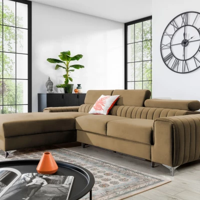 Sofagarnitur mit Stauraum SORINA – dunkelbeige, linke Ecke