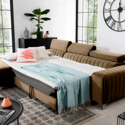 Sofagarnitur mit Stauraum SORINA – dunkelbeige, linke Ecke