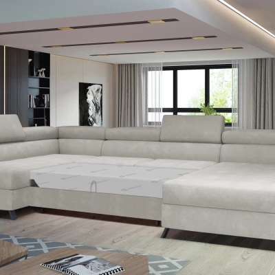 U-förmiges Sofa SAGE – hellbeige, linke Ausführung