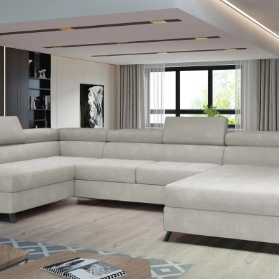 U-förmiges Sofa SAGE – hellbeige, linke Ausführung