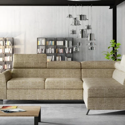 Ecksofa mit Stauraum ZIVEN – dunkelbeige, rechte Ecke