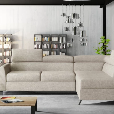 Ecksofa mit Stauraum ZIVEN – grau-beige, rechte Ecke