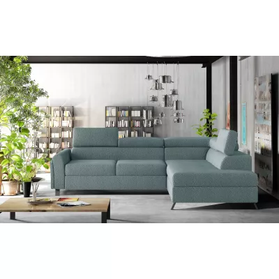 Ecksofa mit Stauraum ZIVEN – blaugrau, rechte Ecke