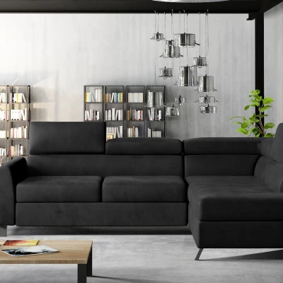 Ecksofa mit Stauraum ZIVEN – Graphit, rechte Ecke