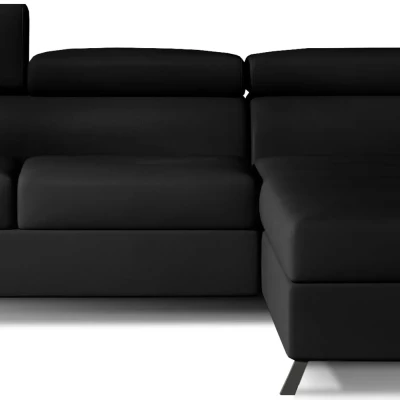 Ecksofa mit Stauraum ZIVEN – schwarzes Öko-Leder, rechte Ecke