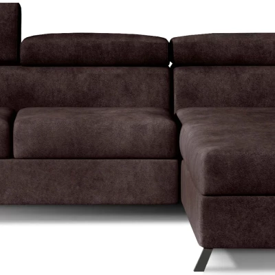 Ecksofa mit Stauraum ZIVEN – braunes Kunstleder, rechte Ecke