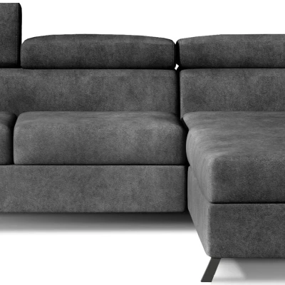 Ecksofa mit Stauraum ZIVEN – dunkelgraues Öko-Leder, rechte Ecke