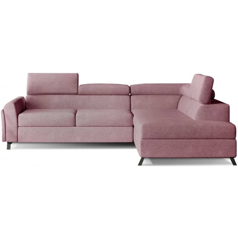 Ecksofa mit Stauraum ZIVEN – rosa, rechte Ecke