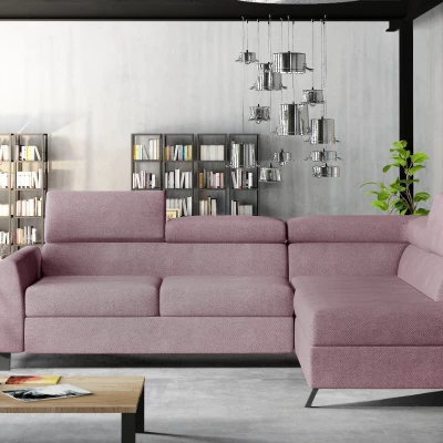 Ecksofa mit Stauraum ZIVEN – rosa, rechte Ecke