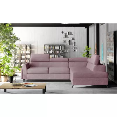 Ecksofa mit Stauraum ZIVEN – rosa, rechte Ecke