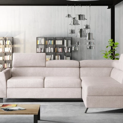 Ecksofa mit Stauraum ZIVEN – hellbeige, rechte Ecke