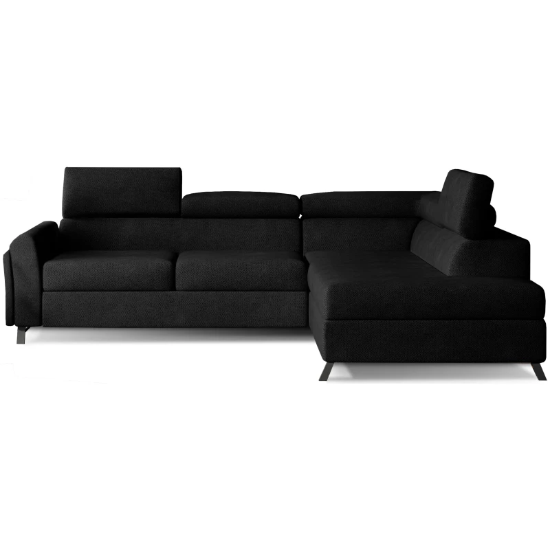 Ecksofa mit Stauraum ZIVEN - schwarz, rechte Ecke