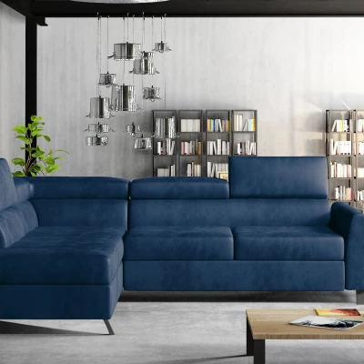 Ecksofa mit Stauraum ZIVEN – dunkelblau, linke Ecke
