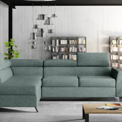 Ecksofa mit Stauraum ZIVEN – blaugrau, linke Ecke