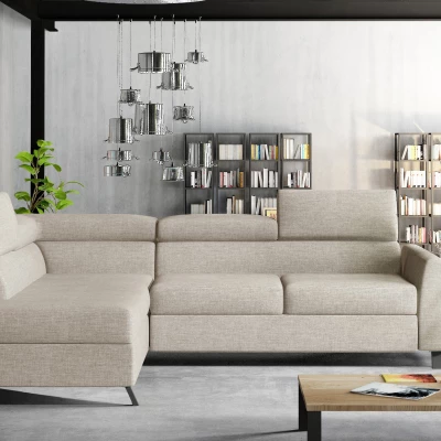 Ecksofa mit Stauraum ZIVEN – grau-beige, linke Ecke