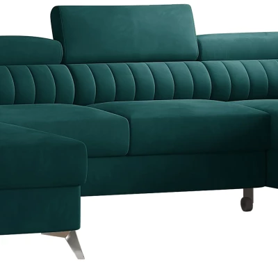 Großes U-förmiges Sofa SANTINO - grün, rechte Ausführung